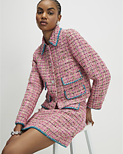 Pink Whipstitch Boucle Trophy Jacket