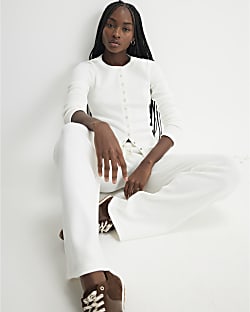 Cream Cardigan and Trousers Loungewear Set