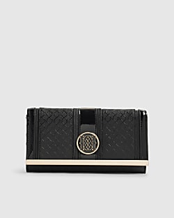 Black Panelled Monogram Clip Top Purse