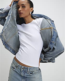 White Cotton Long Sleeve Fitted Top