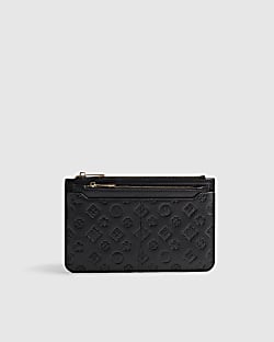 Black Embossed Monogram Travel Wallet