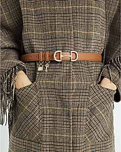 Tan Snaffle Buckle Padlock Belt