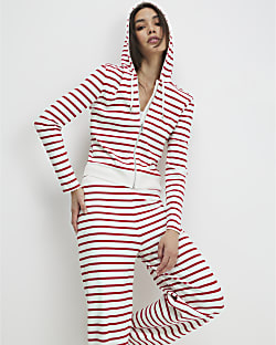 Red Striped Hoodie And Trousers Set