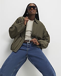 Khaki Bubble Hem Jacket