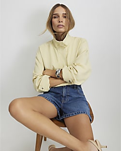 Blue Elasticated A Line Shorts