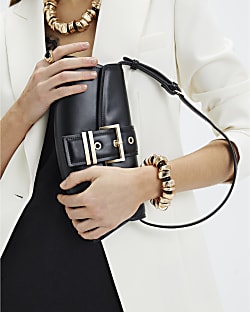 Gold and Black Nugget Stretch Bracelet