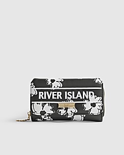Black Floral Print Purse