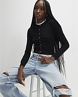 Black Scallop Trim Cardigan