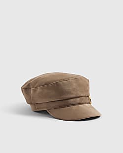 Grey Faux Suede Snaffle Baker Boy Hat