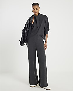 Grey Cosy Wide Leg Trousers