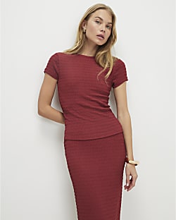 Red Textured T-Shirt