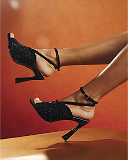 Black Butterfly Caged Heels