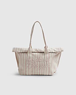 Pink Striped Soak up the Sun Roll Top Bag