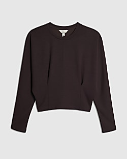 Petite Brown Premium Batwing Sweatshirt