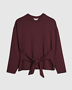 Petite Red Tie Front Premium Top