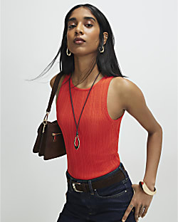 Red Rib Vest Top
