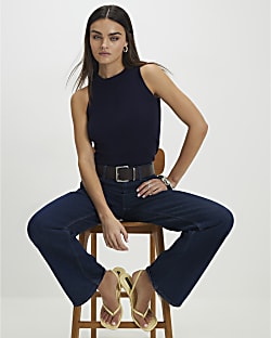 Navy Knitted Vest Top