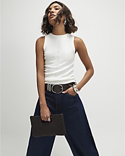 White Knitted Vest Top