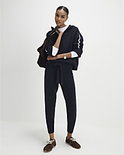 Navy Knitted Joggers