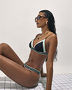 Black Whipstitch Bikini Top