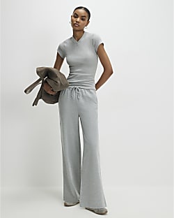 Grey Wide Leg Joggers