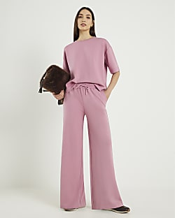 Pink Premium Wide Leg Joggers