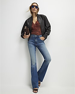 Blue Washed Sculpt Flare Jeans