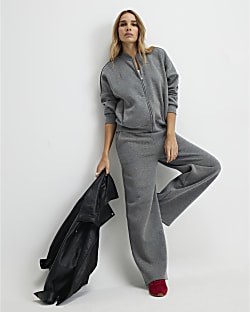 Grey Wide Leg Joggers