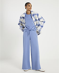 Blue Premium Wide Leg Joggers