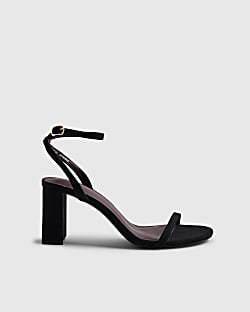 Black Barely There Heeled Sandals