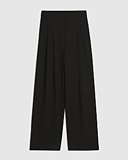 Petite Black Pleated Wide Leg Trousers