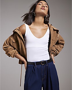 White Sleeveless Cotton Bodysuit