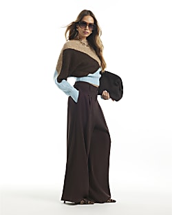 Brown Wide Leg Trousers