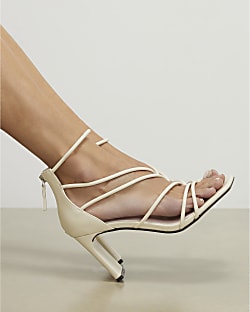 Cream Strappy High Heel Sandals