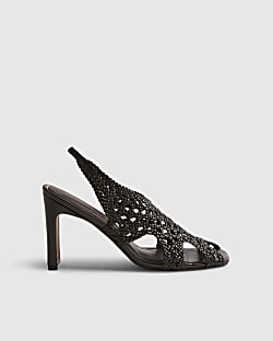 Brown Caged Heeled Sandals