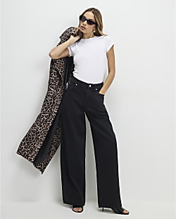 Black High Waisted Baggy Wide Leg Jeans