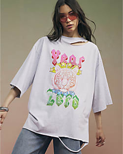 Grey Year Zero Tiger Boyfriend Fit T-Shirt