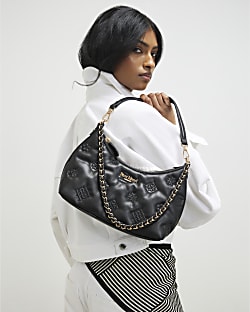 Black Monogram Quilted Shoulder Bag