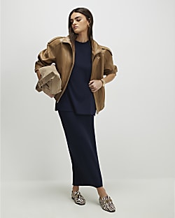 Navy Premium Maxi Skirt