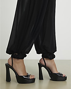 Black Platform Heeled Sandals