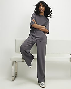 Grey Wide Leg Joggers