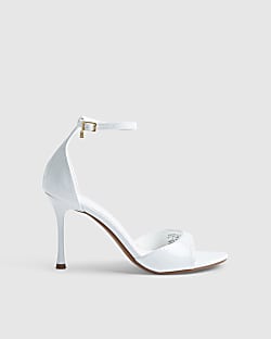 White Closed Back Heeled Sandals
