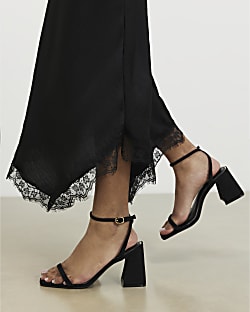 Black Strappy Block Heel Sandals