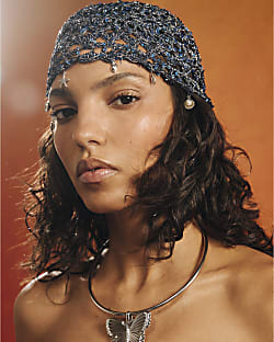 Navy Embellished Skull Cap