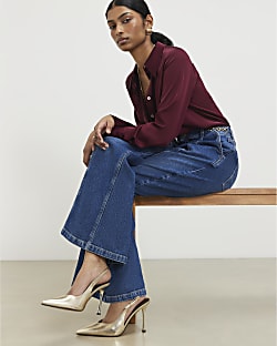 Gold Buckle Sling Back Court Heels