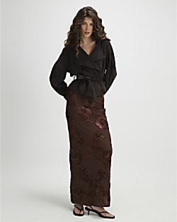 Brown Floral Cornelli Maxi Skirt