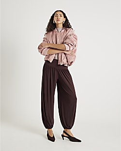 Brown Balloon Leg Trousers