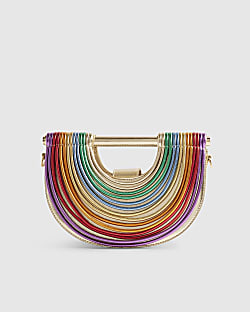 Gold Rainbow Tube Clutch Bag