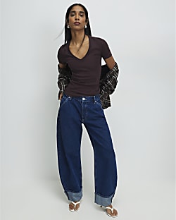 Brown V Neck T-Shirt