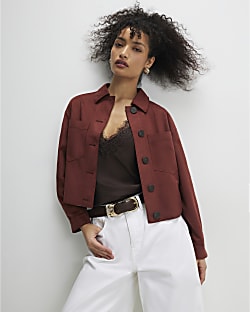 Red Faux Suede Overshirt